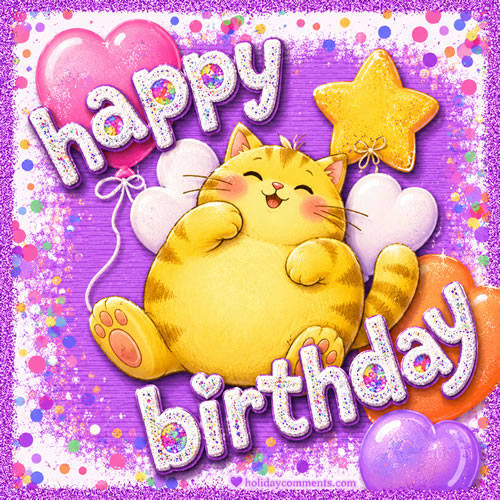 Fat Cat Kawaii Birthday image to share