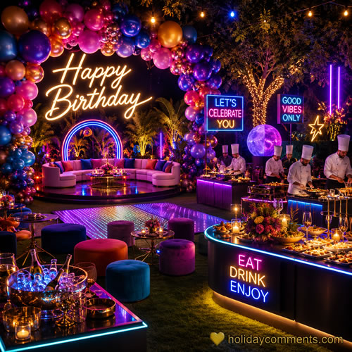 Neon Lit Backyard Birthday image to share
