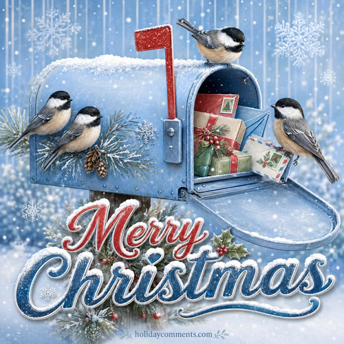 Bird Mailbox Christmas image to share