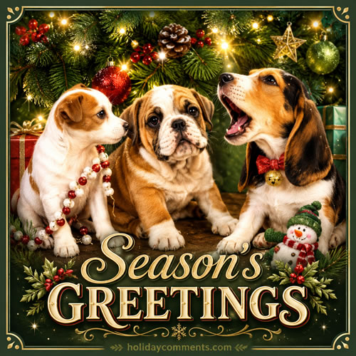 Seasons Greetings Pups Christmas image to share