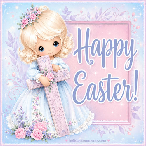 Girl With Cross Easter image to share