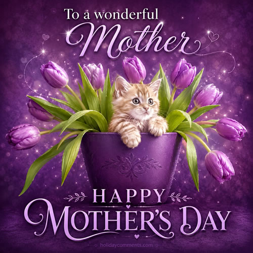Kitten in Vase Mothers Day image to share