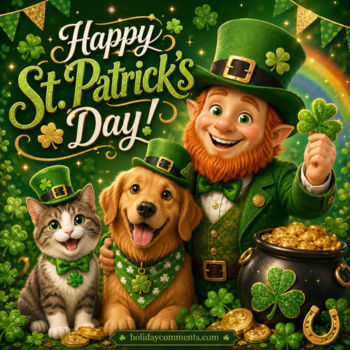 Cat, Dog and Leprechaun St Patricks Day image to share