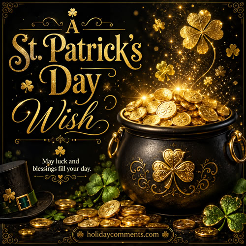 Gold, Luck and Blessings St Patricks Day image to share