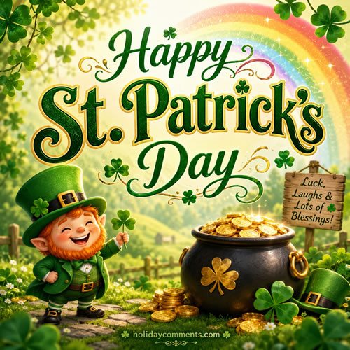 Luck, Laughs and Blessings St Patricks Day image to share