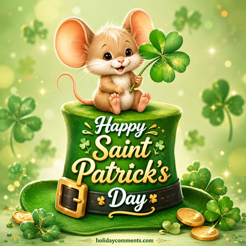 Mouse in St. Patrick's Hat St Patricks Day image to share