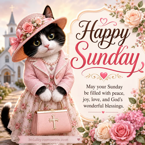 Cat Wishing Happy Sunday Sunday image to share
