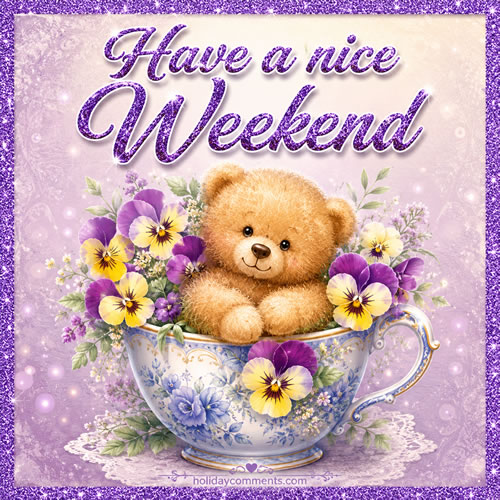 Bear with Purple Flowers Weekend image to share